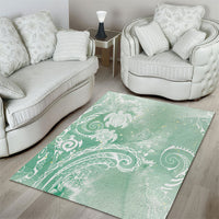 Aloha Hawaii Turtles Floral Area Rug Seafoam Marbles Glaze