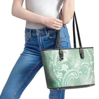 Aloha Hawaii Turtles Floral Leather Tote Bag Seafoam Marbles Glaze