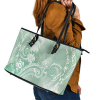 Aloha Hawaii Turtles Floral Leather Tote Bag Seafoam Marbles Glaze