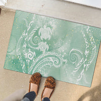 Aloha Hawaii Turtles Floral Rubber Doormat Seafoam Marbles Glaze