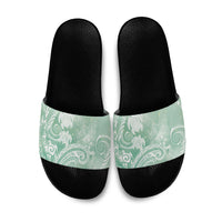 Aloha Hawaii Turtles Floral Slide Sandals Seafoam Marbles Glaze