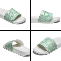Aloha Hawaii Turtles Floral Slide Sandals Seafoam Marbles Glaze