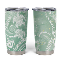Aloha Hawaii Turtles Floral Tumbler Cup Seafoam Marbles Glaze