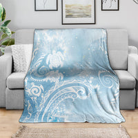 Aloha Hawaii Turtles Floral Blanket Aqua Marbles Glaze
