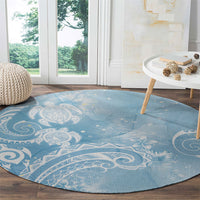Aloha Hawaii Turtles Floral Round Carpet Aqua Marbles Glaze