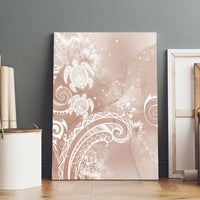 Aloha Hawaii Turtles Floral Canvas Wall Art Taupe Marbles Glaze