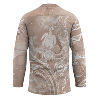 Aloha Hawaii Turtles Floral Hockey Jersey Taupe Marbles Glaze