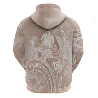 Aloha Hawaii Turtles Floral Hoodie Taupe Marbles Glaze