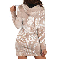 Aloha Hawaii Turtles Floral Hoodie Dress Taupe Marbles Glaze