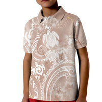 Aloha Hawaii Turtles Floral Kid Polo Shirt Taupe Marbles Glaze