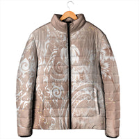 Aloha Hawaii Turtles Floral Padded Jacket Taupe Marbles Glaze