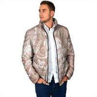 Aloha Hawaii Turtles Floral Padded Jacket Taupe Marbles Glaze