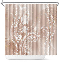 Aloha Hawaii Turtles Floral Shower Curtain Taupe Marbles Glaze