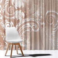 Aloha Hawaii Turtles Floral Window Curtain Taupe Marbles Glaze