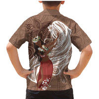 Tahiti Islands Polynesian Plumeria Family Matching Mermaid Dress and Hawaiian Shirt Tahitian Vahine 'Ote'a - Beige LT7 - Polynesian Pride