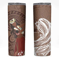 Tahiti Islands Polynesian Plumeria Skinny Tumbler Tahitian Vahine 'Ote'a - Beige LT7 Beige - Polynesian Pride