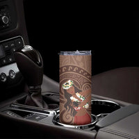 Tahiti Islands Polynesian Plumeria Skinny Tumbler Tahitian Vahine 'Ote'a - Beige LT7 - Polynesian Pride