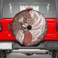 Tahiti Islands Polynesian Plumeria Spare Tire Cover Tahitian Vahine 'Ote'a - Beige LT7 - Polynesian Pride