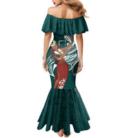 Tahiti Islands Polynesian Plumeria Family Matching Mermaid Dress and Hawaiian Shirt Tahitian Vahine 'Ote'a - Teal LT7 - Polynesian Pride