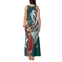 Tahiti Islands Polynesian Plumeria Tank Maxi Dress Tahitian Vahine 'Ote'a - Teal LT7 - Polynesian Pride