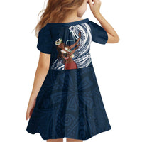 Tahiti Islands Polynesian Plumeria Family Matching Puletasi and Hawaiian Shirt Tahitian Vahine 'Ote'a - Navy Blue LT7 - Polynesian Pride