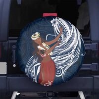Tahiti Islands Polynesian Plumeria Spare Tire Cover Tahitian Vahine 'Ote'a - Navy Blue LT7 - Polynesian Pride