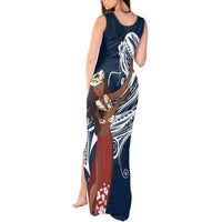 Tahiti Islands Polynesian Plumeria Tank Maxi Dress Tahitian Vahine 'Ote'a - Navy Blue LT7 - Polynesian Pride