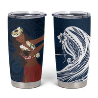 Tahiti Islands Polynesian Plumeria Tumbler Cup Tahitian Vahine 'Ote'a - Navy Blue LT7 Blue - Polynesian Pride
