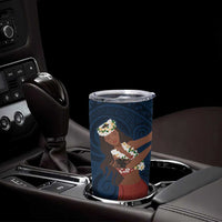 Tahiti Islands Polynesian Plumeria Tumbler Cup Tahitian Vahine 'Ote'a - Navy Blue LT7 - Polynesian Pride