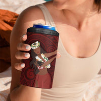 Tahiti Islands Polynesian Plumeria 4 in 1 Can Cooler Tumbler Tahitian Vahine 'Ote'a - Scarlet LT7 - Polynesian Pride