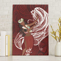 Tahiti Islands Polynesian Plumeria Canvas Wall Art Tahitian Vahine 'Ote'a - Scarlet LT7 Without Frame Red - Polynesian Pride