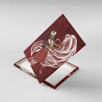 Tahiti Islands Polynesian Plumeria Canvas Wall Art Tahitian Vahine 'Ote'a - Scarlet LT7 With Frame Red - Polynesian Pride
