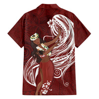 Tahiti Islands Polynesian Plumeria Family Matching Off Shoulder Short Dress and Hawaiian Shirt Tahitian Vahine 'Ote'a - Scarlet LT7 - Polynesian Pride