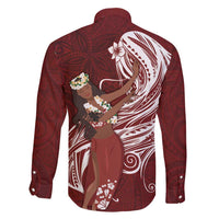 Tahiti Islands Polynesian Plumeria Family Matching Summer Maxi Dress and Hawaiian Shirt Tahitian Vahine 'Ote'a - Scarlet LT7 - Polynesian Pride