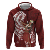 Tahiti Islands Polynesian Plumeria Hoodie Tahitian Vahine 'Ote'a - Scarlet LT7 Pullover Hoodie Red - Polynesian Pride