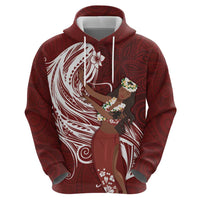 Tahiti Islands Polynesian Plumeria Hoodie Tahitian Vahine 'Ote'a - Scarlet LT7 - Polynesian Pride