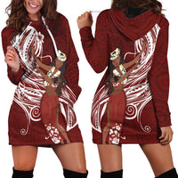 Tahiti Islands Polynesian Plumeria Hoodie Dress Tahitian Vahine 'Ote'a - Scarlet LT7 - Polynesian Pride