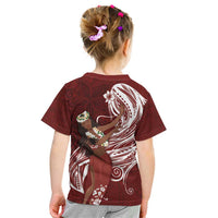 Tahiti Islands Polynesian Plumeria Kid T Shirt Tahitian Vahine 'Ote'a - Scarlet LT7 - Polynesian Pride