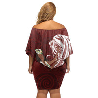 Tahiti Islands Polynesian Plumeria Off Shoulder Short Dress Tahitian Vahine 'Ote'a - Scarlet LT7 - Polynesian Pride