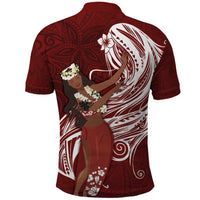 Tahiti Islands Polynesian Plumeria Polo Shirt Tahitian Vahine 'Ote'a - Scarlet LT7 - Polynesian Pride