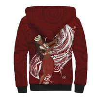 Tahiti Islands Polynesian Plumeria Sherpa Hoodie Tahitian Vahine 'Ote'a - Scarlet LT7 - Polynesian Pride