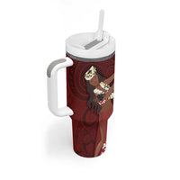 Tahiti Islands Polynesian Plumeria Tumbler With Handle Tahitian Vahine 'Ote'a - Scarlet LT7 - Polynesian Pride