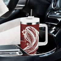 Tahiti Islands Polynesian Plumeria Tumbler With Handle Tahitian Vahine 'Ote'a - Scarlet LT7 - Polynesian Pride