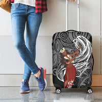 Tahiti Islands Polynesian Plumeria Luggage Cover Tahitian Vahine 'Ote'a - Black LT7 - Polynesian Pride