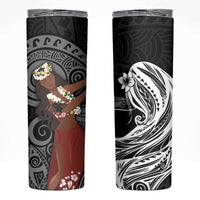 Tahiti Islands Polynesian Plumeria Skinny Tumbler Tahitian Vahine 'Ote'a - Black LT7 Black - Polynesian Pride