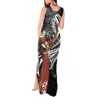 Tahiti Islands Polynesian Plumeria Tank Maxi Dress Tahitian Vahine 'Ote'a - Black LT7 - Polynesian Pride