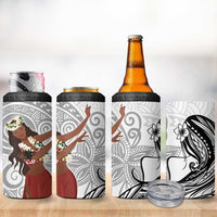 Tahiti Islands Polynesian Plumeria 4 in 1 Can Cooler Tumbler Tahitian Vahine 'Ote'a - White LT7 - Polynesian Pride
