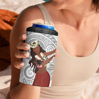 Tahiti Islands Polynesian Plumeria 4 in 1 Can Cooler Tumbler Tahitian Vahine 'Ote'a - White LT7 - Polynesian Pride