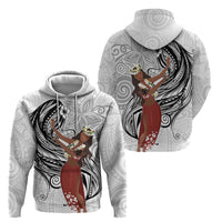 Tahiti Islands Polynesian Plumeria Hoodie Tahitian Vahine 'Ote'a - White LT7 - Polynesian Pride