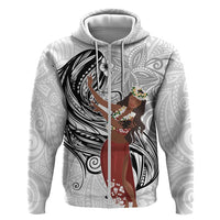 Tahiti Islands Polynesian Plumeria Hoodie Tahitian Vahine 'Ote'a - White LT7 Zip Hoodie White - Polynesian Pride